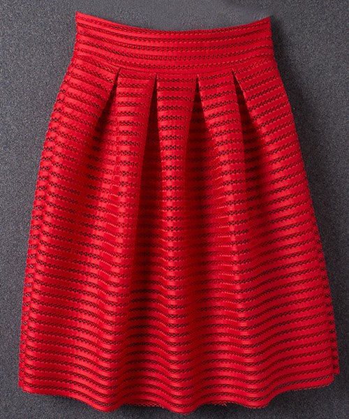 Jolie jupe élastique de couleur unie - Rouge S