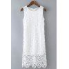 Elegant Sleeveless Round Neck Hollow Out Lace Women's Dress - WHITE L