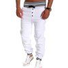 Pantalon de Sport en Polyester avec Boutons Décoratifs à Cordon de Serrage pour Homme - Blanc M