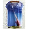 Nouveauté encolure dégagée Tornado T-shirt imprimé pour les femmes - Bleu ONE SIZE(FIT SIZE XS TO M)