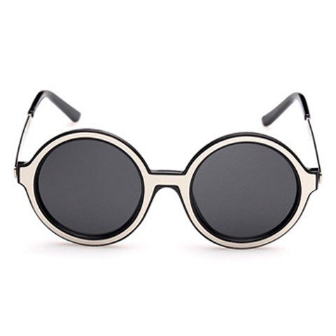 Élégant simple ronde pleine Sunglasses Cadre - Noir 