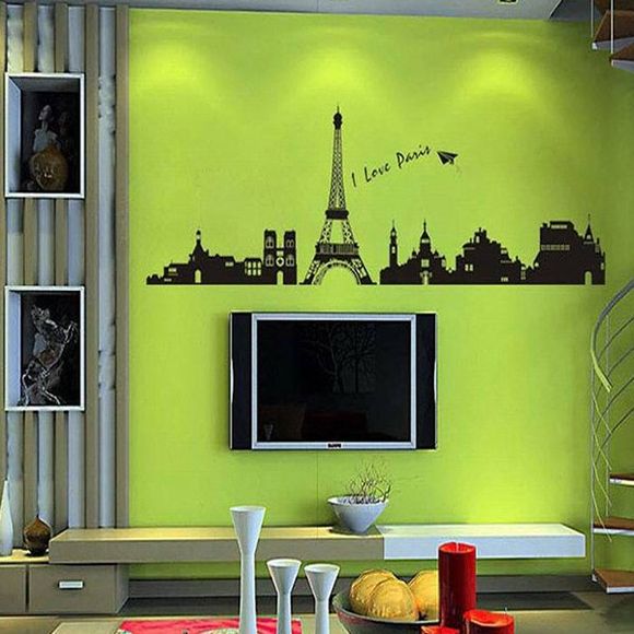 DIY Décoration Un ensemble de PVC Tour Eiffel décoratifs Stickers muraux - Noir 