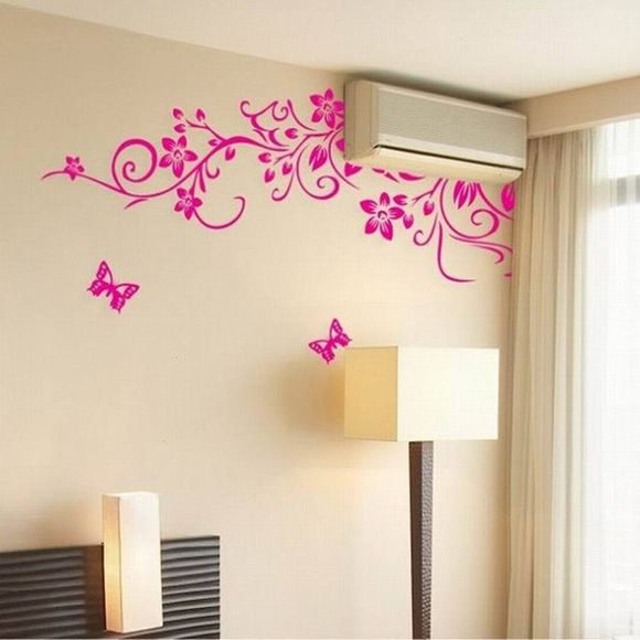 A Set of Simple Chic Home Decoration PVC Floral Pattern Decorative Wall Stickers - Rose 