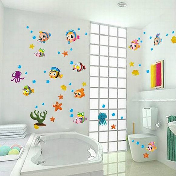 Colored Cartoon Fish Pattern Home Decoration PVC Decorative Wall Stickers - multicolore 