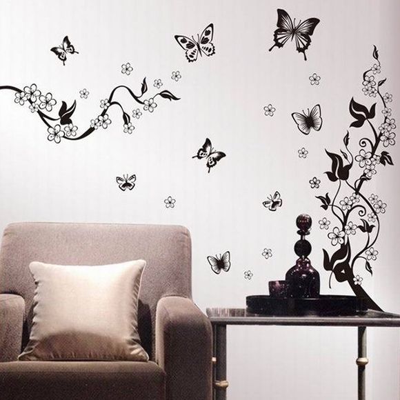 Motif bricolage New Papillon Décoration Stickers muraux décoratifs - Blanc et Noir 