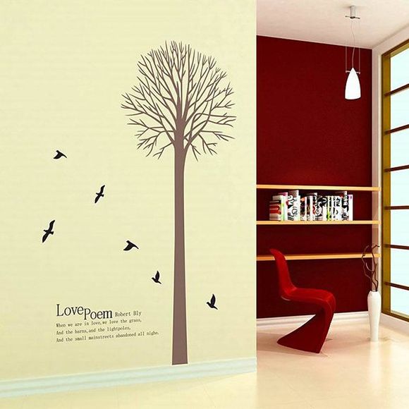 Creative Big Tree and Letter Pattern Home Decoration Decorative Wall Stickers - Brun 