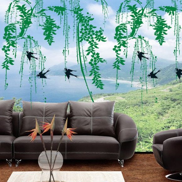 DIY Sweet Willow Branch Pattern Home Decoration Decorative Wall Stickers - Vert 