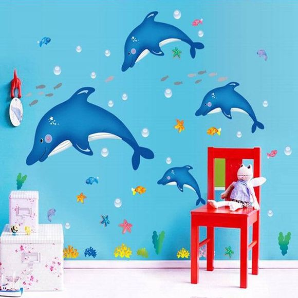 Creative Motif bricolage Dolphin Décoration Stickers muraux décoratifs - Bleu 