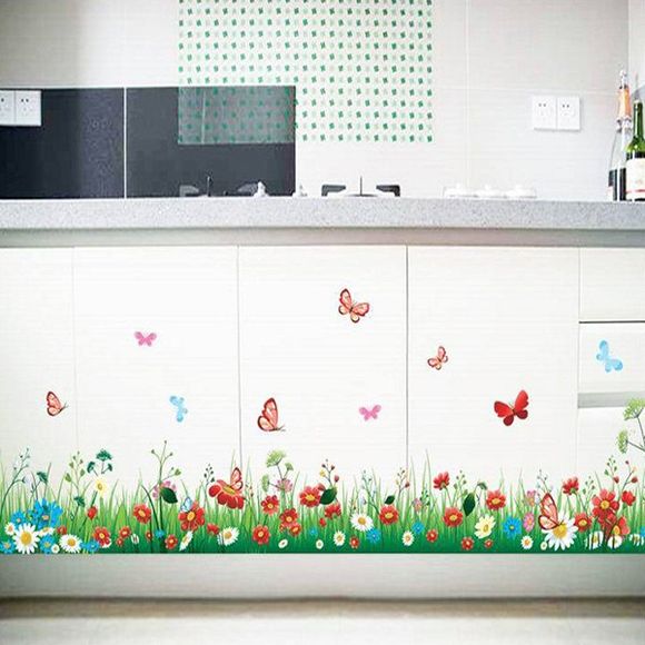 Creative bricolage herbe et Motif Fleur Décoration Stickers muraux décoratifs - multicolore 