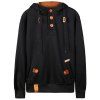 Hooded Drawstring Half Button Up Pullover Hoodie - BLACK M