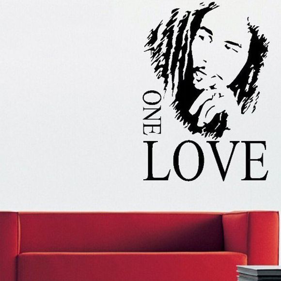 Autocollants Muraux Créatifs 43*61 cm avec Inscription One Love pour Décoration Maison - Noir 
