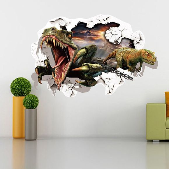 Bon Motif de dinosaure de qualité 3D amovible Wall Sticker Décoration - multicolore 