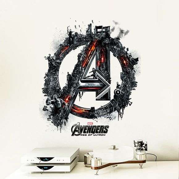 Bonne qualité Avengers Logo Motif amovible 3D Wall Sticker - multicolore 