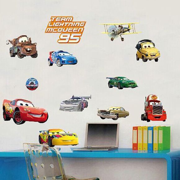 Haute Qualité Motif Cartoon Car amovible étanche autocollant de mur 3D - multicolore 