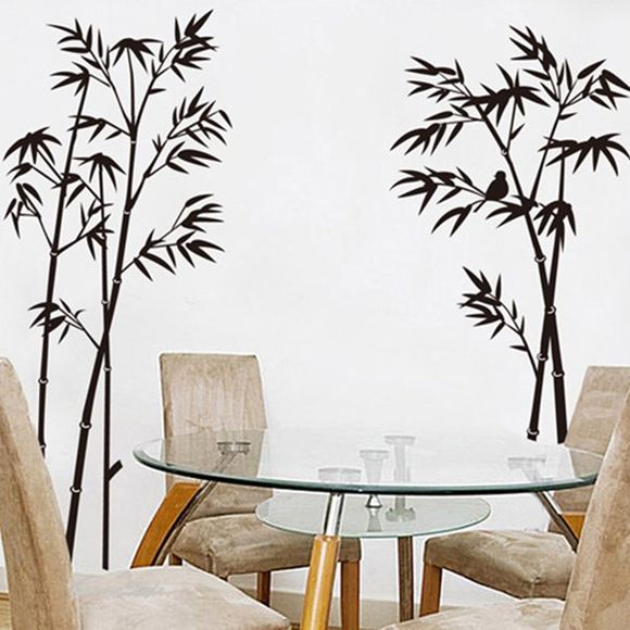 Bonne qualité Bamboo Pattern sticker mural décoratif - Noir 
