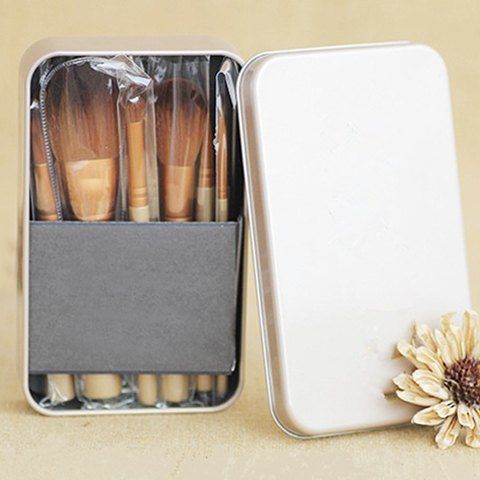 12 Pcs Professional Fiber Makeup Brushes Set with Iron Box - Or de Rose 