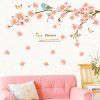 Haute Qualité Peach Blossom Oiseau Motif amovible sticker mural étanche - multicolore 