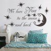 Bonne Qualité Lettre Motif Lune amovible sticker mural décoratif - Noir 