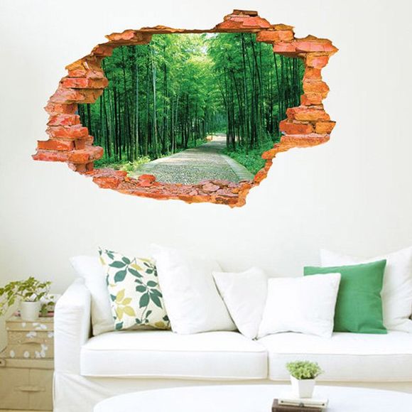 Haute Qualité brisé Motif de Wall Trail bordée d'arbres 3D amovible Wall Sticker - multicolore 