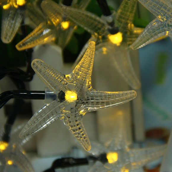 WTL - lumière décorative de lampes solaires de forme d'étoile de mer d'HX 30 LED pour le festival de Noël - Jaune 