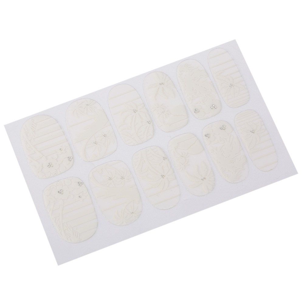 

Fashionable Diamond Decorations Charming White Lace Nail Stickers