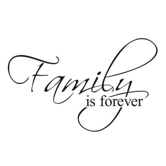 New Words Family Is Forever Solid Color Wall Sticker For Home - Noir 