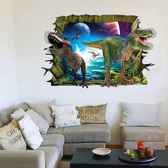 Cute 3D Dinosaur Removable Wall Sticker For Living Room - multicolore 