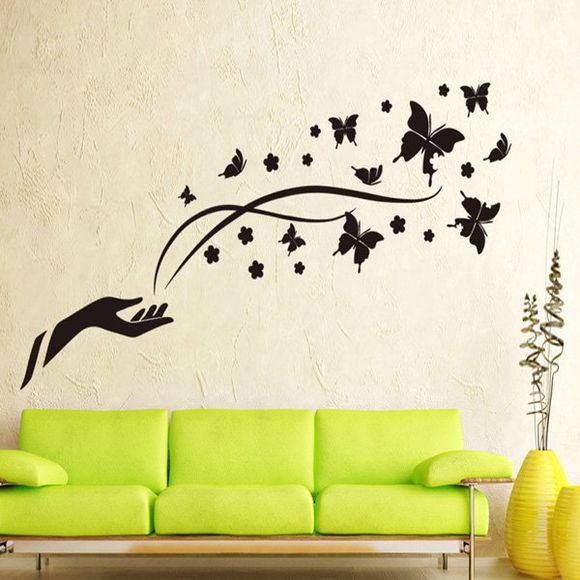 High Quality Butterfly Pattern Removable Background Wall Sticker For Home Decor - Noir 