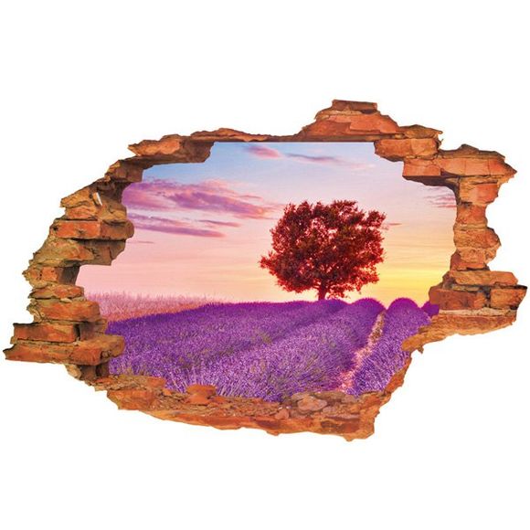 Cool Lavender Pattern Design Removable 3D Wall Sticker For Home Decor - Pourpre 