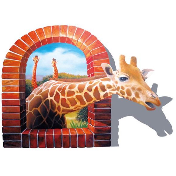 Removable 3D Giraffe Animal Wall Sticker For Home Decor - multicolore 