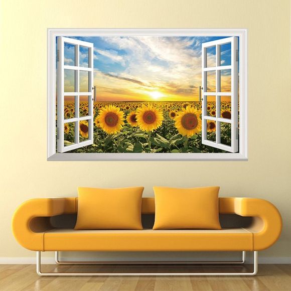 Fashionable Sunflower Pattern Removable 3D Wall Sticker For Home Decor - multicolore 