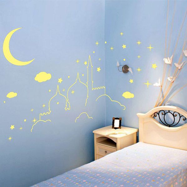 

Romantic Removable Castle Pattern DIY Wall Sticker For Children's Room, Yellow