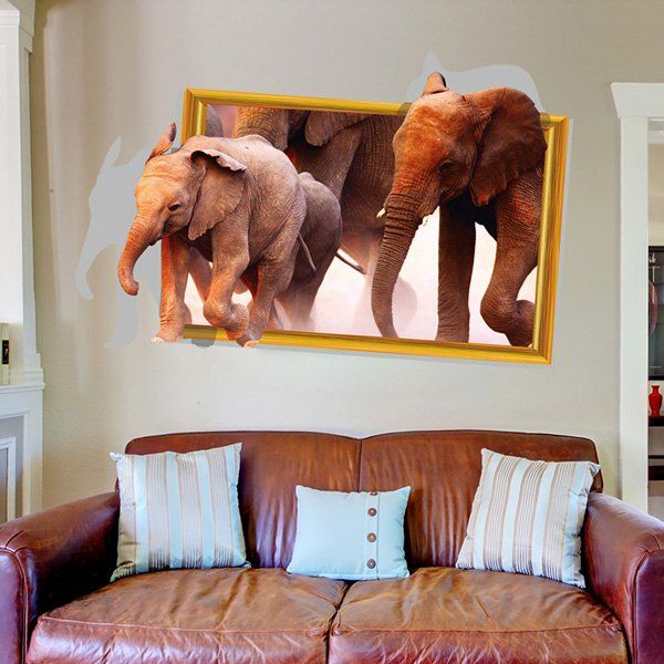 

Removable Elephant Pattern 3D Wall Sticker, Brown