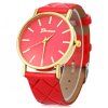 Montre à Quartz avec Bracelet en uir Cadran Rond pour Femme - Rouge 