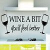 New Removable Words Wine A Bit Solid Color Wall Sticker For Bars - Noir 