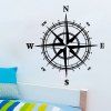 New Compass Pattern Solid Color Wall Sticker For Home Decor - Noir 
