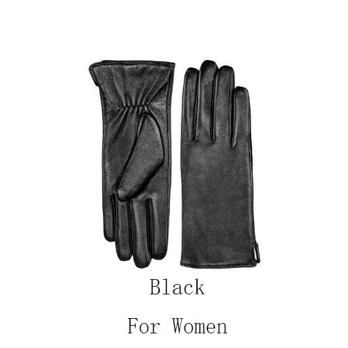Gants en Cuir Coupe-vent Chauds avec Écran Tactile pour Femme - Noir M