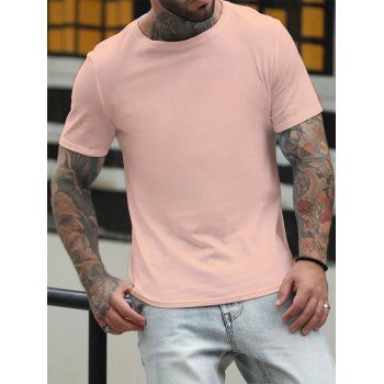 

Basic T Shirt Summer Tee Candy Color Short Sleeve Casual Tee, Light pink