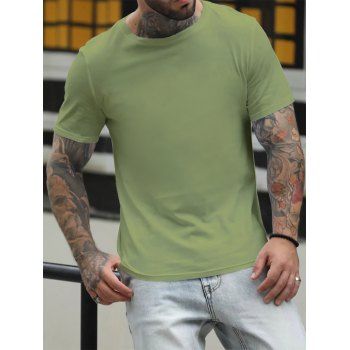 

Summer T Shirt Basic T Shirt Plain Color Casual Short Sleeve Tee, Light green