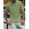 T-shirt de Base Simple Décontracté en Couleur Unie à Manches Courtes - Vert clair XL