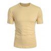 T-shirt D'Eté de Base Simple Décontracté en Coton à Manches Courtes - Jaune clair XL