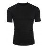 T-shirt de Base Simple en Coton en Couleur Unie à Manches Courtes - Noir L