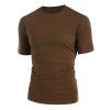 T-shirt de Base Simple Décontracté en Couleur Unie à Manches Courtes - Café profond XL