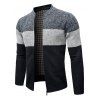 Colorblock Fleece Lining Zip Up Stand-up Collar Warm Knit Jacket And Colorblock Stripe Trim Sport Sweatpants Set - multicolor S