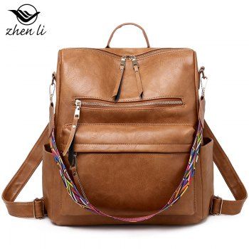 

Multipurpose Vintage Rucksack Convertible Shoulder Bag PU Leather Travel Day Backpack, Coffee