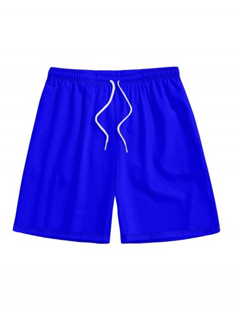 Short de Plage à Taille Elastique en Couleur Unie avec Cordon de Serrage pour Hommes