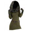 Robe en maille à imprimé ethnique et col oblique, robe à manches longues avec boucle en O - Vert Armée M | US 6
