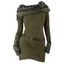 Robe en maille à imprimé ethnique et col oblique, robe à manches longues avec boucle en O - Vert Armée XL | US 10