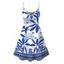 Vacation Dress Retro Tropical Plant Toucan Print Spaghetti Strap Hawaii Dress - Bleu XXXXXL | US 20