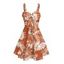 Vacation Dress White Line Tropical Plant Print Bowknot Ruffle Mock Button Hawaii Dress - Orange XXL | US 14